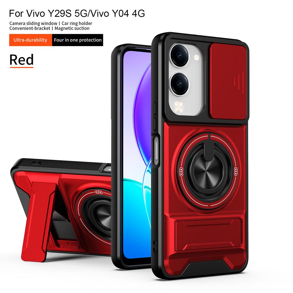For Vivo Y29s Y04 Y19e Y19 Case Vivo T4 Lite Cover Vivo Y05 Y11d Phone Case Magnetic Holder Military Armor Camera Protection