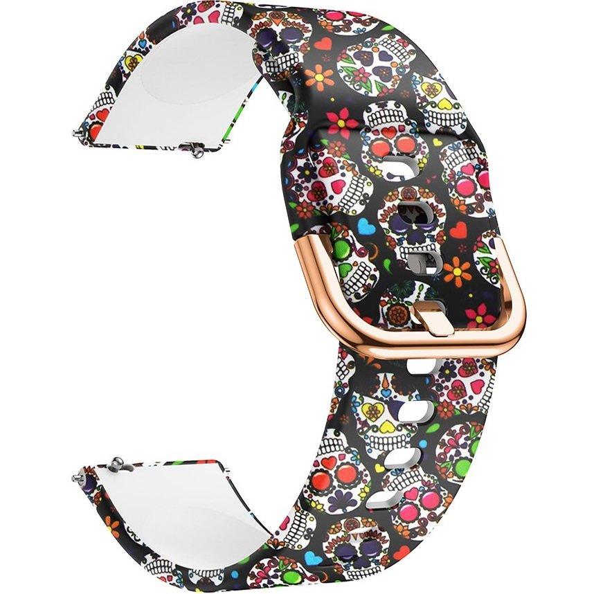 Universal Silicone Strap 20mm, Colorfull Skull