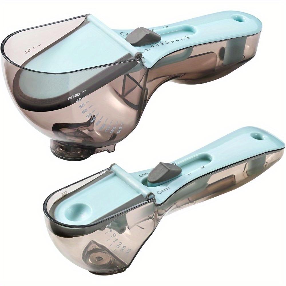 

2PCS Adjustable measuring cup and spoon with clear graduations - precise kitchen gadgets for cooking and baking, available in two sizes
