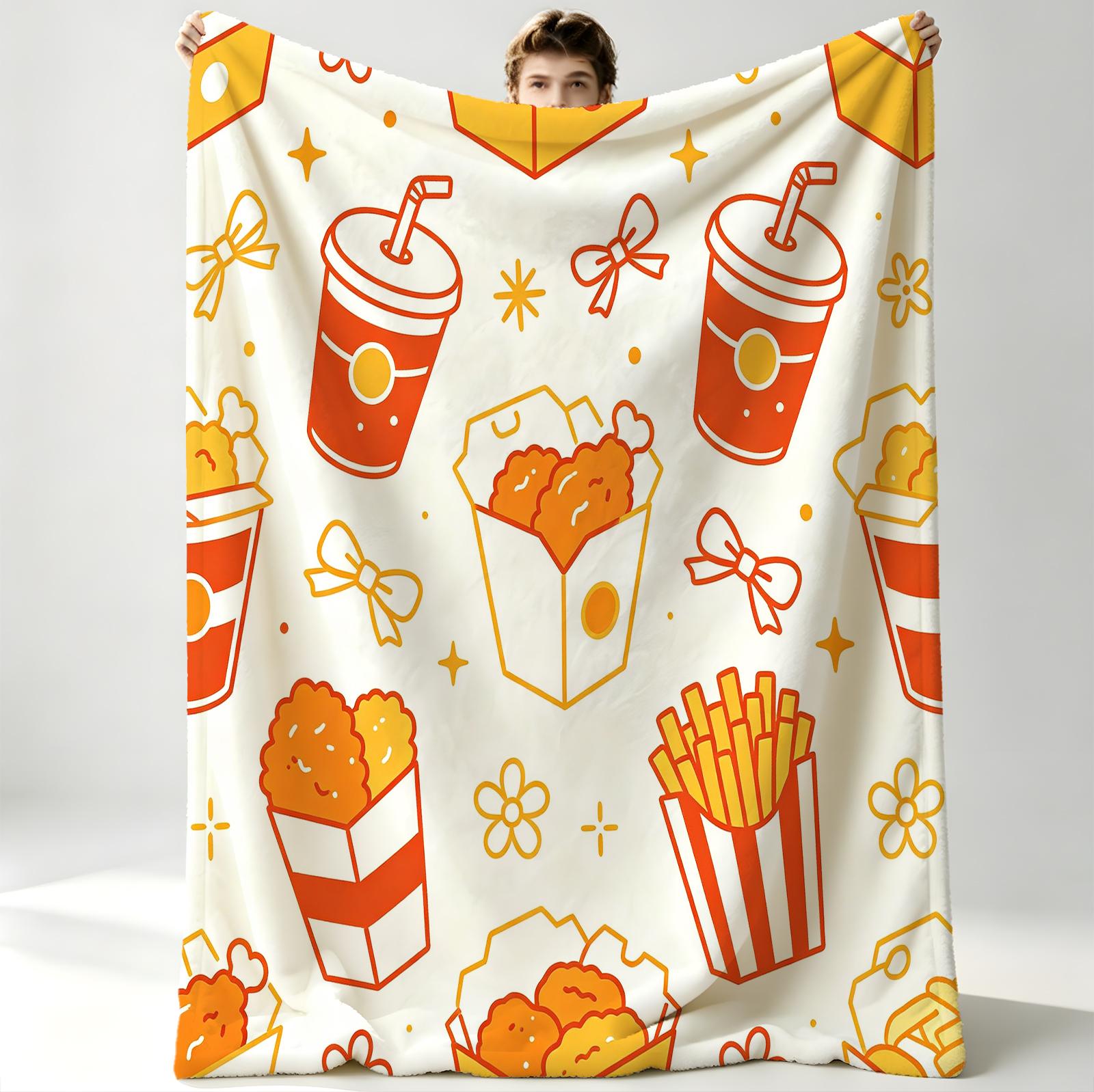 Cartoon Fried Chicken & Fries Blanket