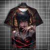 Men's Summer New 3D Skull T-shirt Retro Two Color Printed Round Neck Short Sleeve Fashion