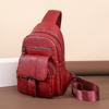 Classic Solid Color PU Soft Leather Large Shoulder Crossbody Bag with Embroidery