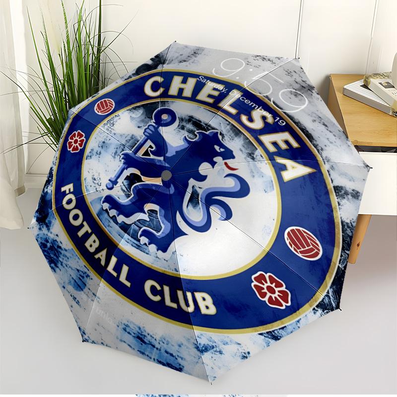Football Club F.C Print Automatic Open Close Umbrella, Portable Foldable Umbrella, for Outdoor Commute Camping Trip, Ideal Birthday Gift