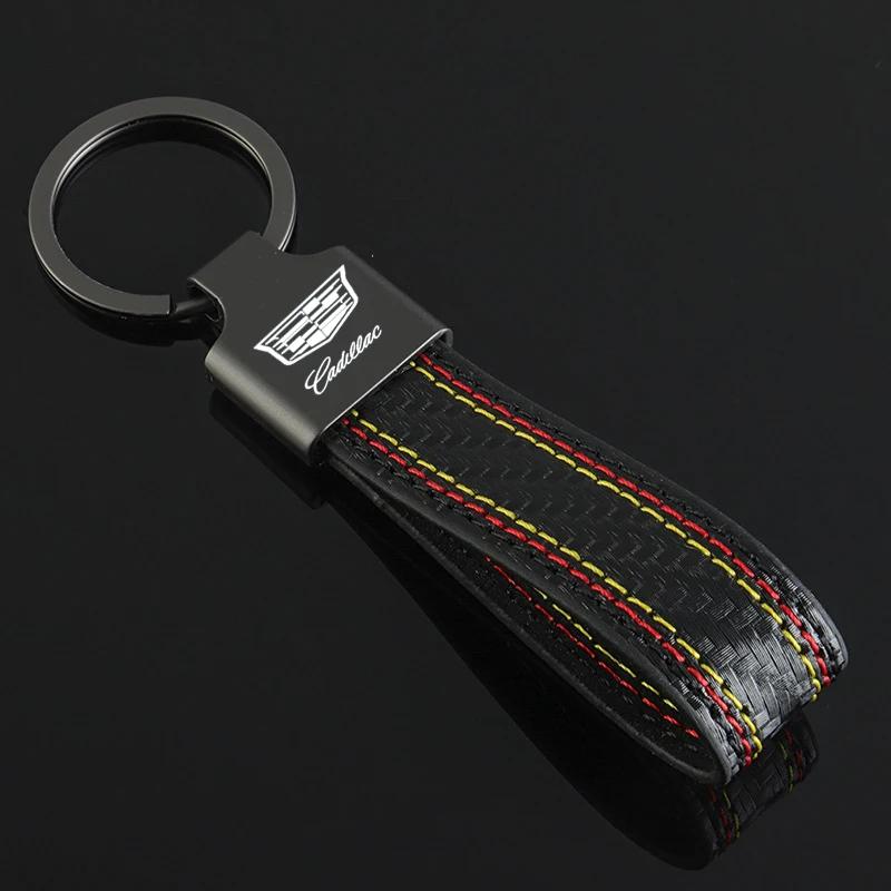 

For Cadillac ATS BLS CT4 CT5 CT6 CTS ESCALADE SLS SRX XT4 XT5 XTS Fashion Leather Car Logo Key Chain Keyrings Pendant