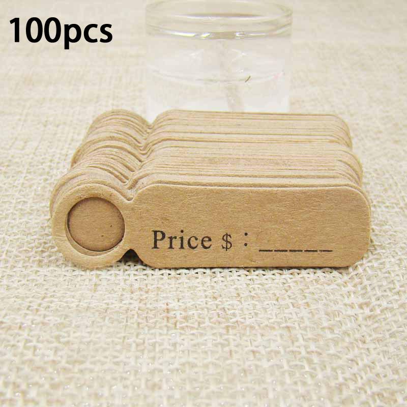100Pcs/Lot Price Tags Kraft Paper Lables For Diy Jewelry Retail Price Tags Handmade Clothes Size Tags Store Hang Lables