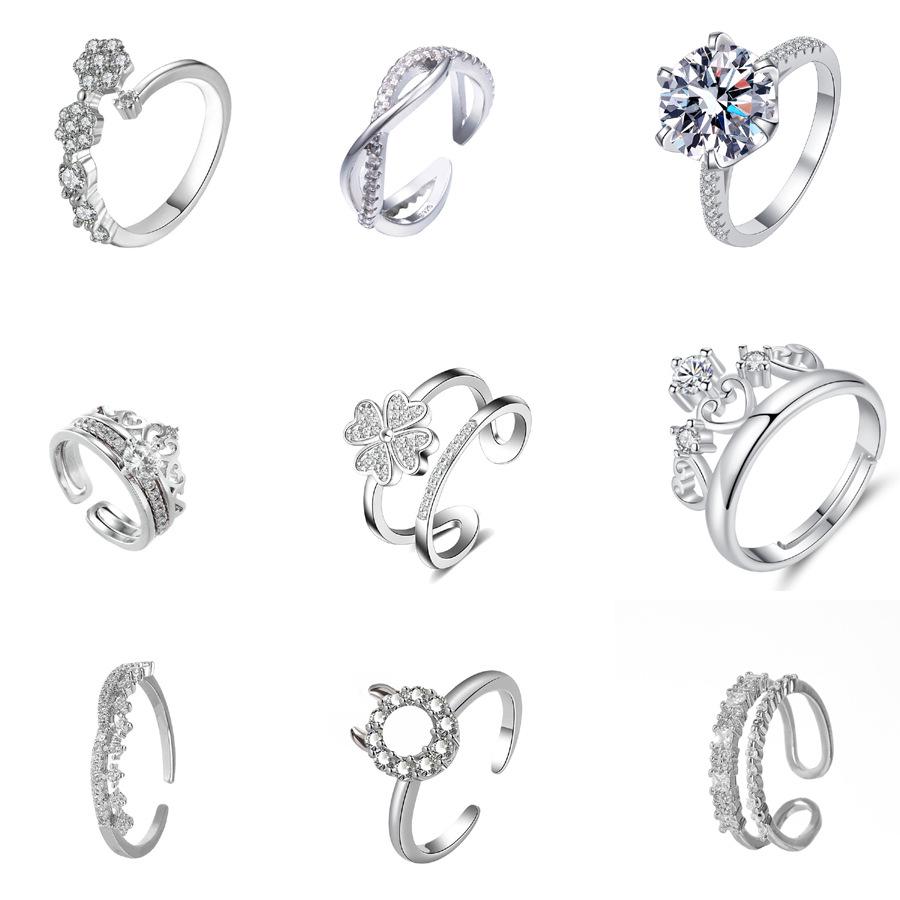 European-American Zircon Open Ring: Elegant, High-End Fashion Jewelry for Women