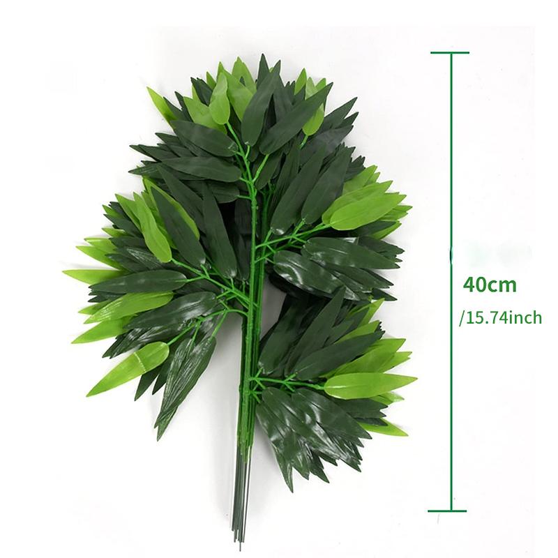 50Pcs/lot Artificial Bamboo Leaf Simulation Plastic Bamboo Leaves Branches For Wedding Ornaments Home Garden Office Decorations