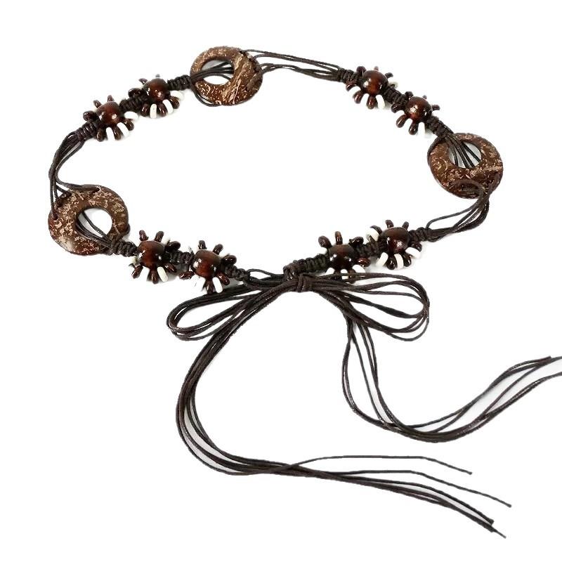 Bohemian Coconut Shell Accessories Decorative Waist Rope Women's Dress Waist Chain Retro Knitted Belt Belt