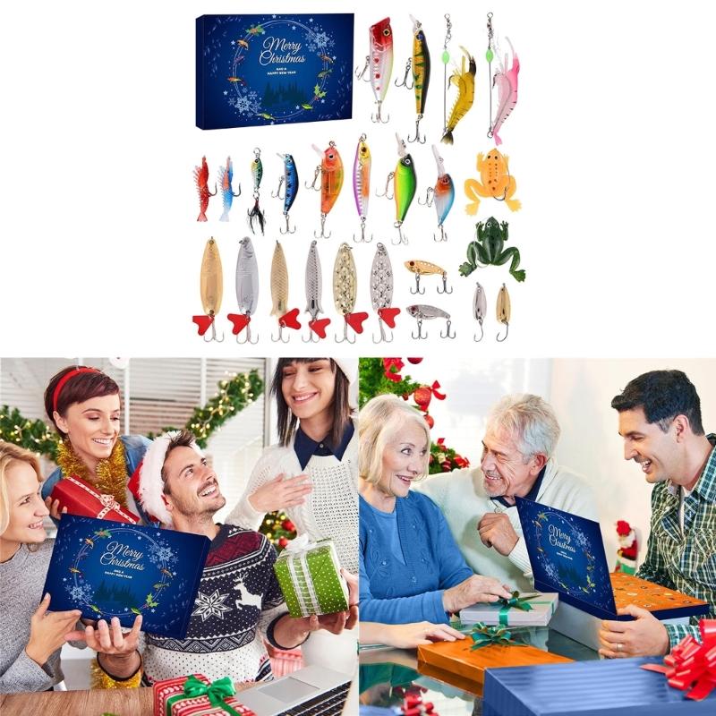 Fishing Tackle Advent Calendar Blind Box Fishing Lures Set Tackle Box with Fishing Accessories for Fishing Enthusiasts