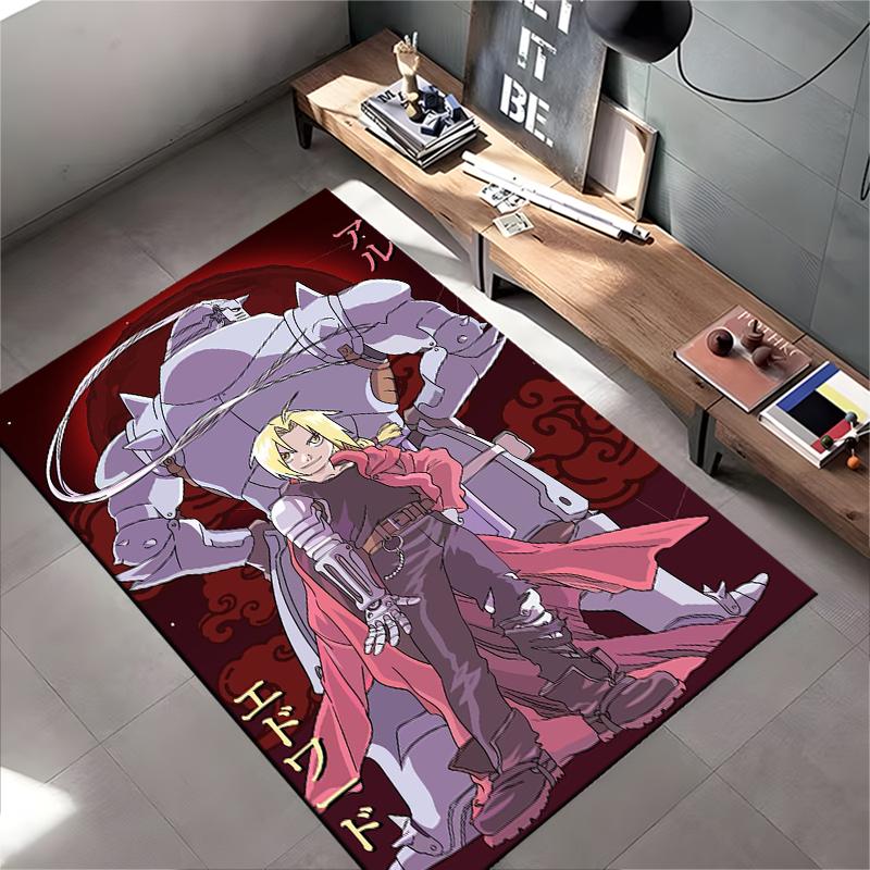 Anime-Charakter-Design-Teppich mit rotem Hintergrund und Roboter-Thema, geeignet als Antirutsch für Wohnzimmer, Schlafzimmer, Sofas