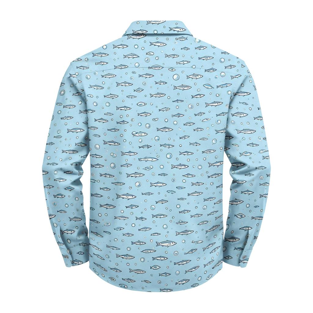 Men's Loose Fit Long Sleeve Shirt Hawaiian Style Casual Button Down Shirt with Spread Collar Suitable for Spring and Autumn