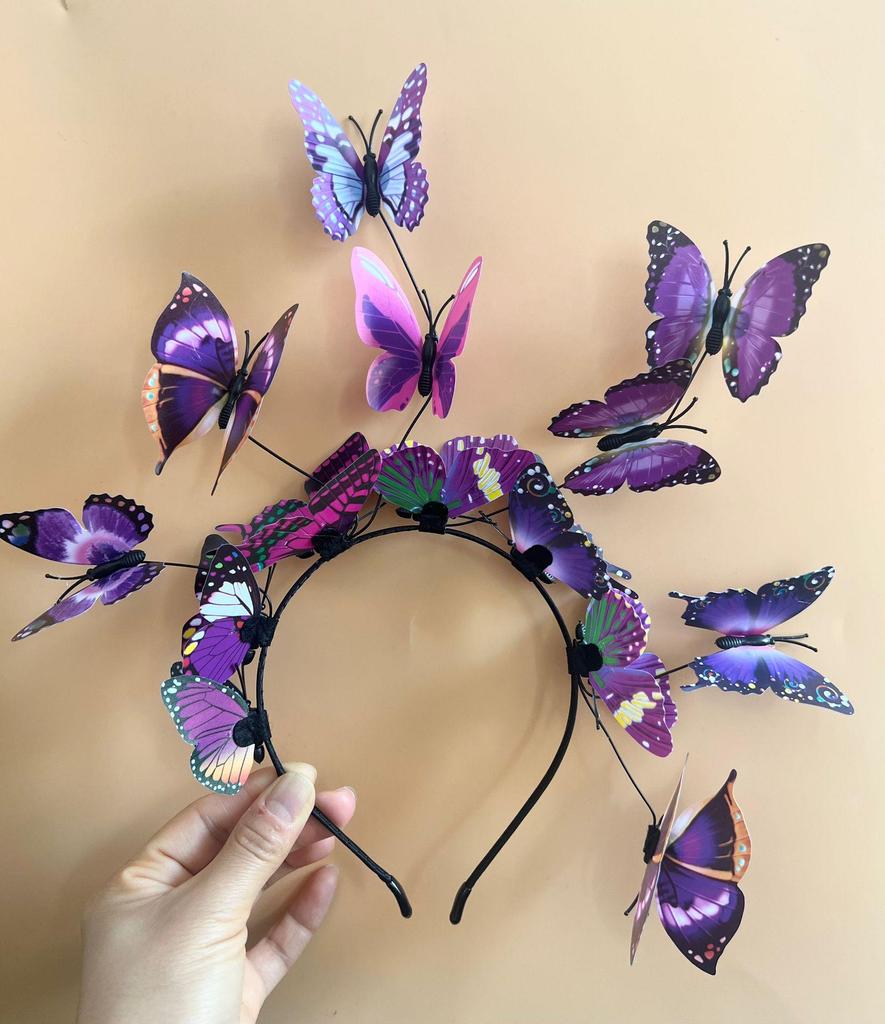 Elegant Korean-Style Bridal Floral Wreath Butterfly Headband