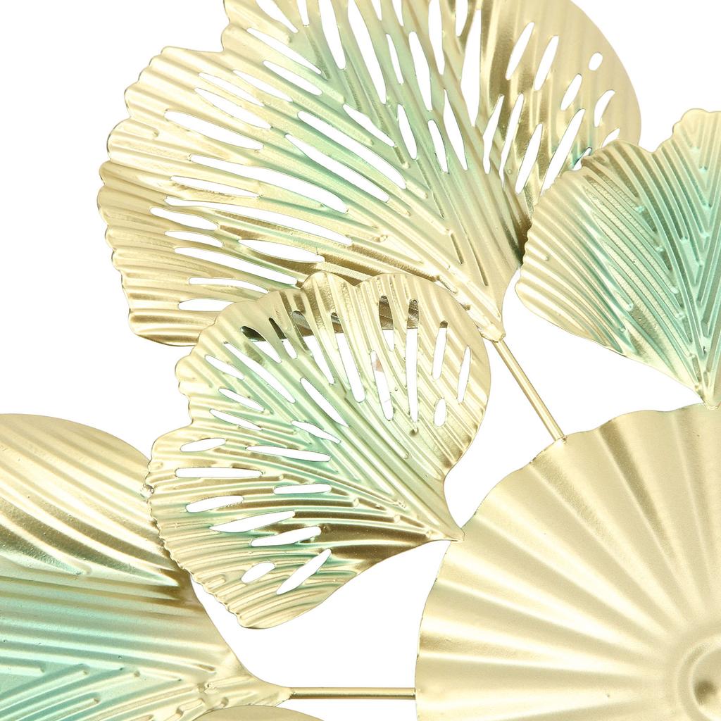 Nordic Luxury Wall Decoration Apricot Leaf Flower Mirror Wall Pendant Iron Art Porch Decoration