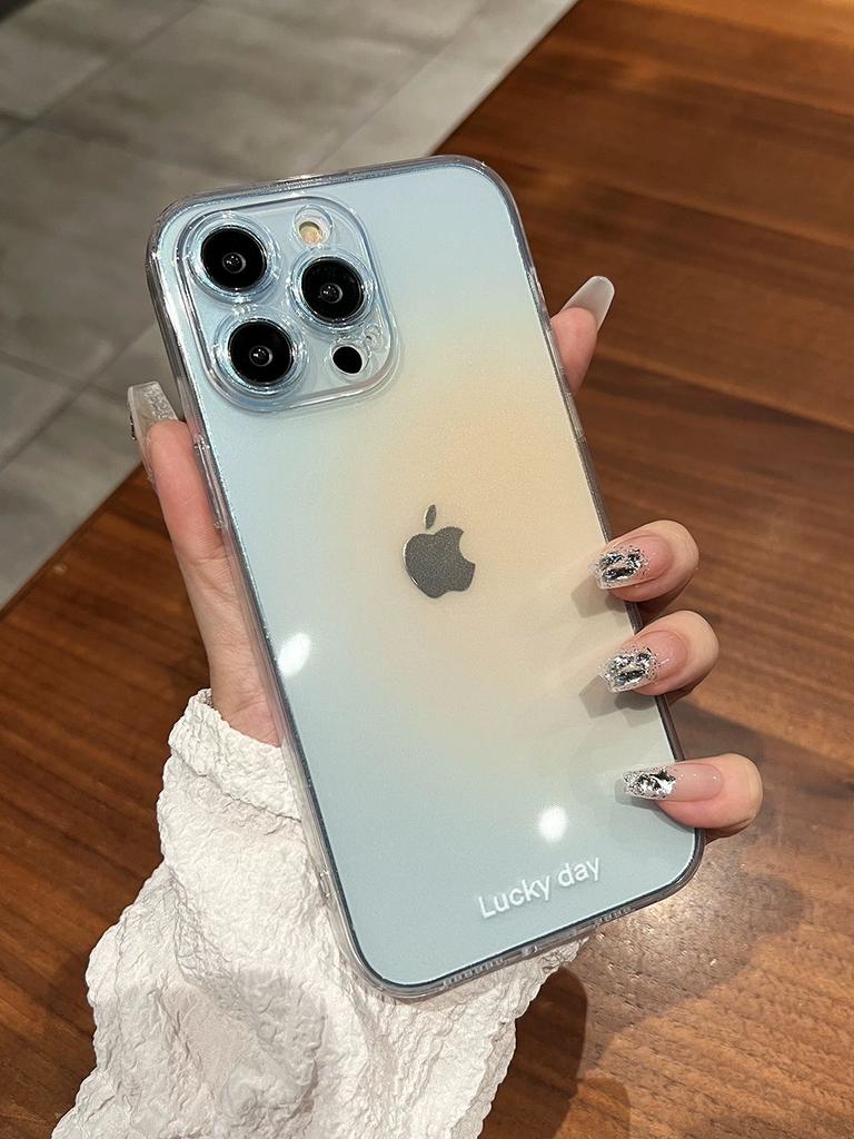 Luxury Gradient Pink Transparent Phone Case For iPhone 11 12 13 14 15 16 Pro Max X XR XS 8 Plus Fashion Shockproof Bumper Cover
