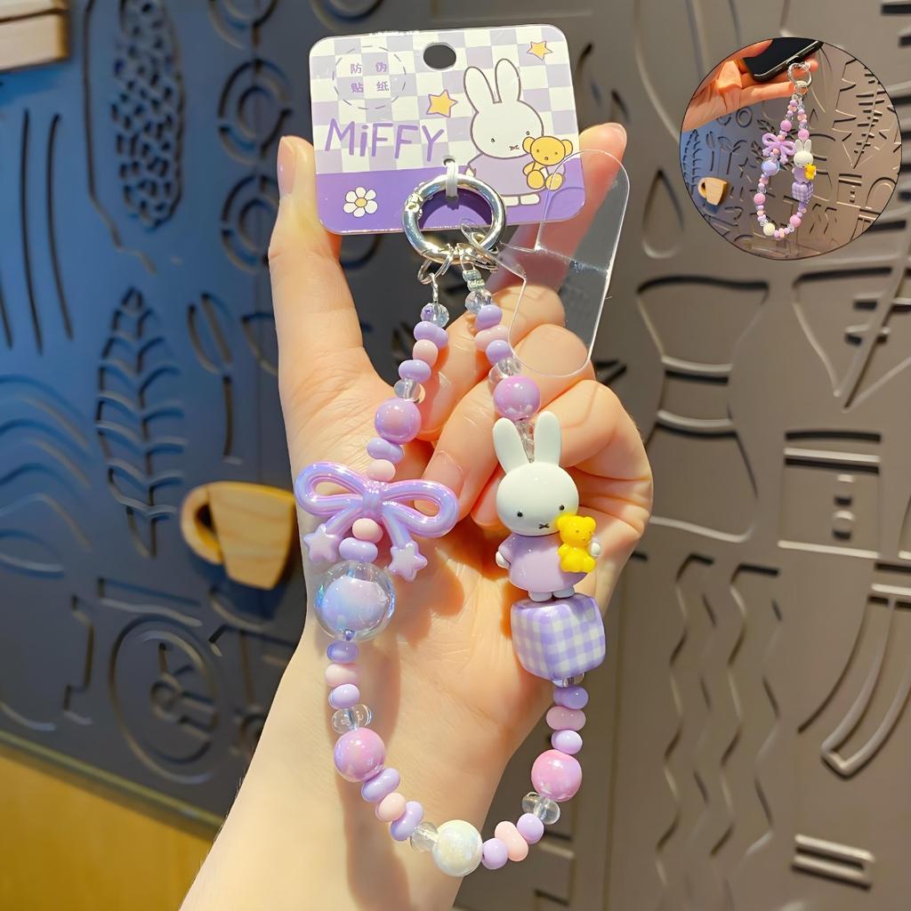 Cute Miffy Rabbit Keychain Doll Cutegirlish Anime CartoonCreative Diy Keychain Schoolbag Couple Gift