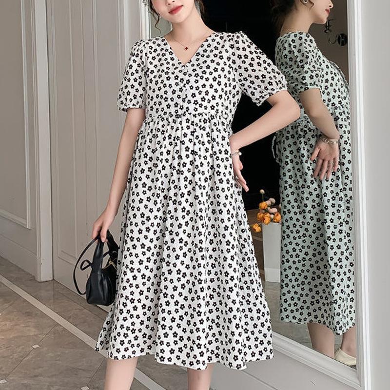 

Летняя одежда для беременных средней длины с застежкой, можно кормить грудью, с цветочным принтом, для выхода в свет, тонкое платье XXXL recommends 165-92.5 kg