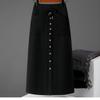 Elegant High Waist Knitted Wool A-line Skirt for Women - Slimming Mid-length, Petite Fit, Autumn/Winter Style
