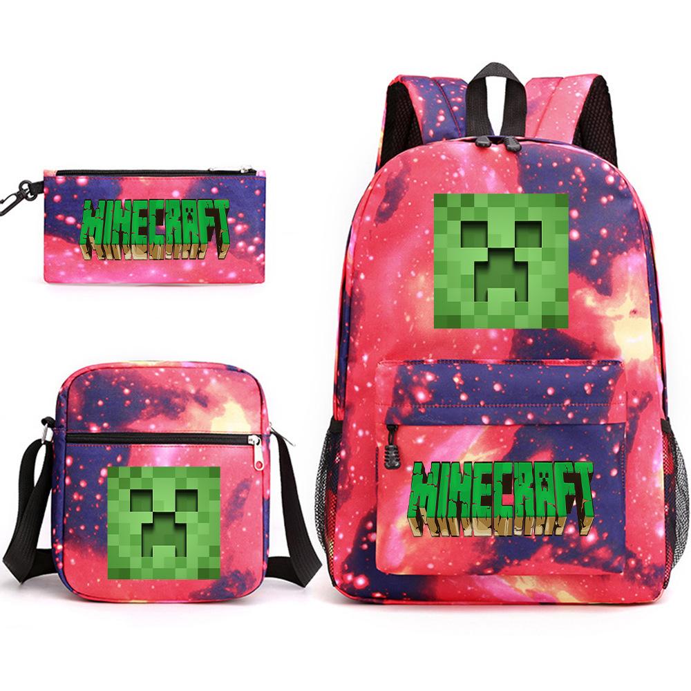 Minecraft Schooltas Game Merchandise Student Grote Capaciteit Print Drie Delige Schooltas Mannen En Vrouwen