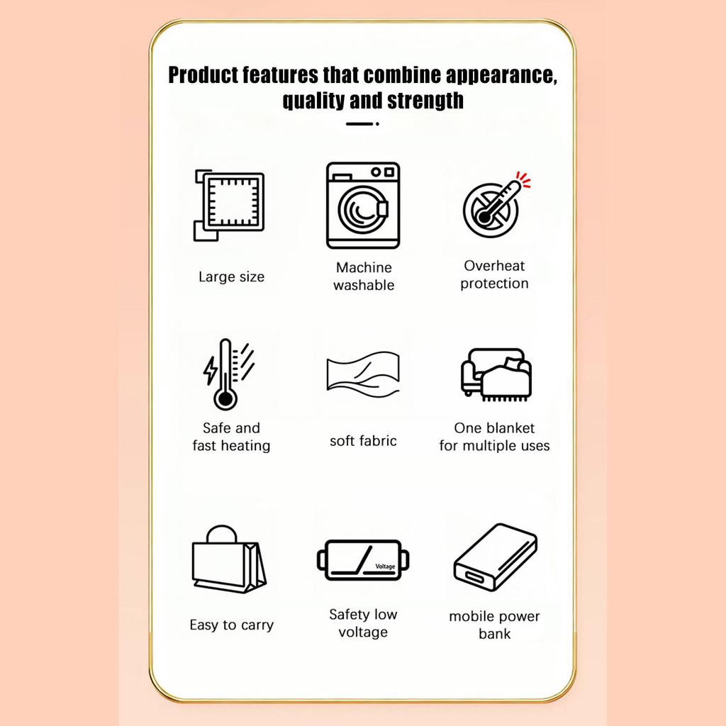 Heated Blanket Shawl 3 Levels Electric Heated Shawl With Zipper Electric Warm Blanket For Camping Office Outdoor Travel Bedroom