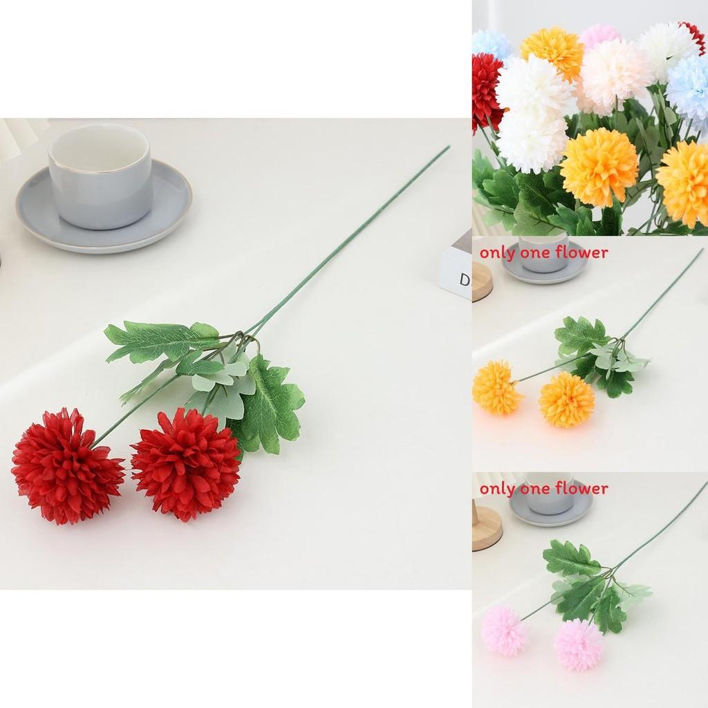 Silk Flower Long Doubleball Ping Pong Chrysanthemum For Wedding And Party Decor