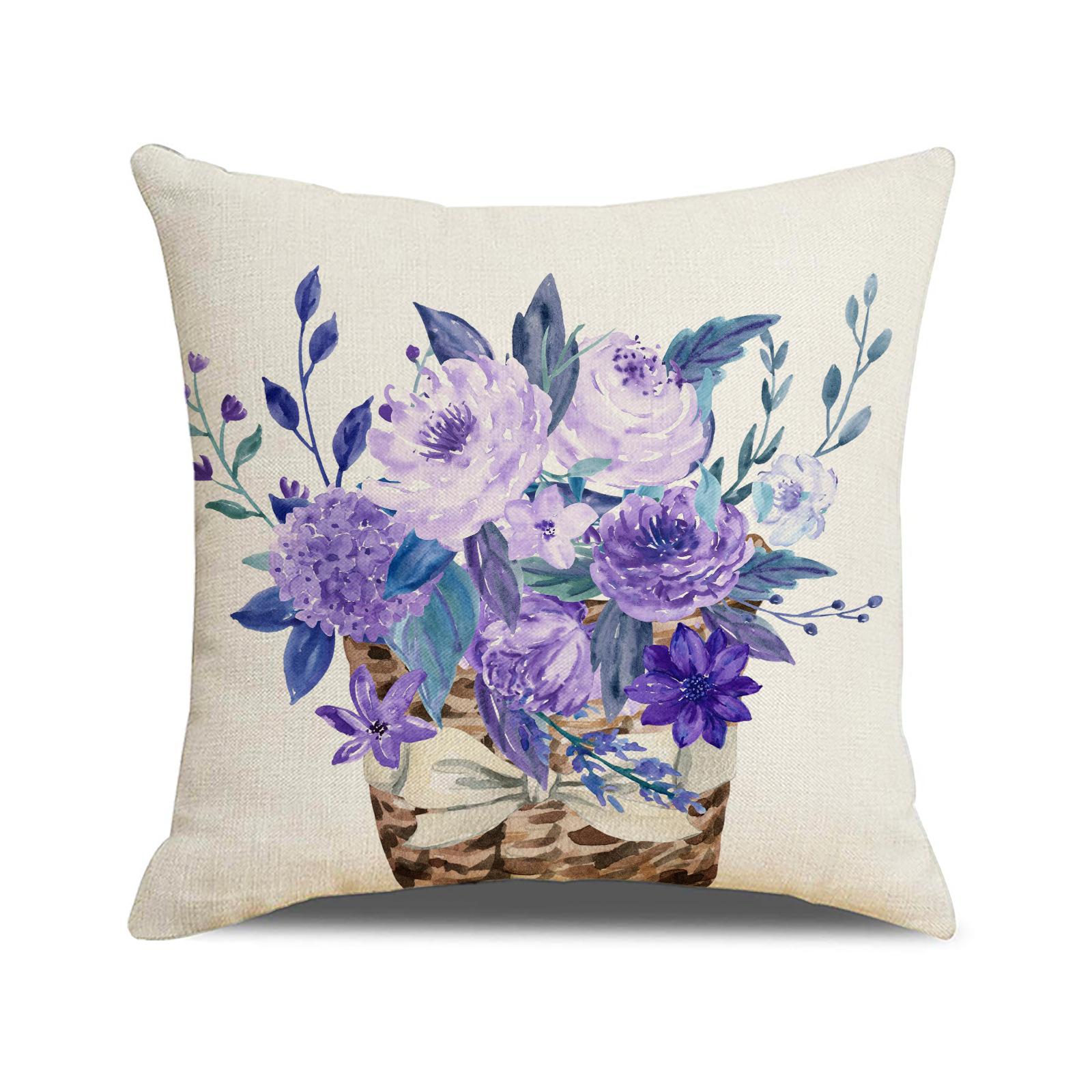 

Spring Floral Print Pillow Linen Comfortable Letter Sofa Cushion Cushion Office Home Seat Cushion 45 * 45 (excluding pillow core)