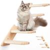Four-tier solid wood cat staircase with wall-mounted climbing ladder and perch wall-mounted toy saves floor space