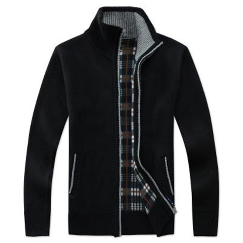 Men's Thick Knit Cardigan: Stand Collar, Plus Velvet, Casual and Loose Fit Sweater for Youth