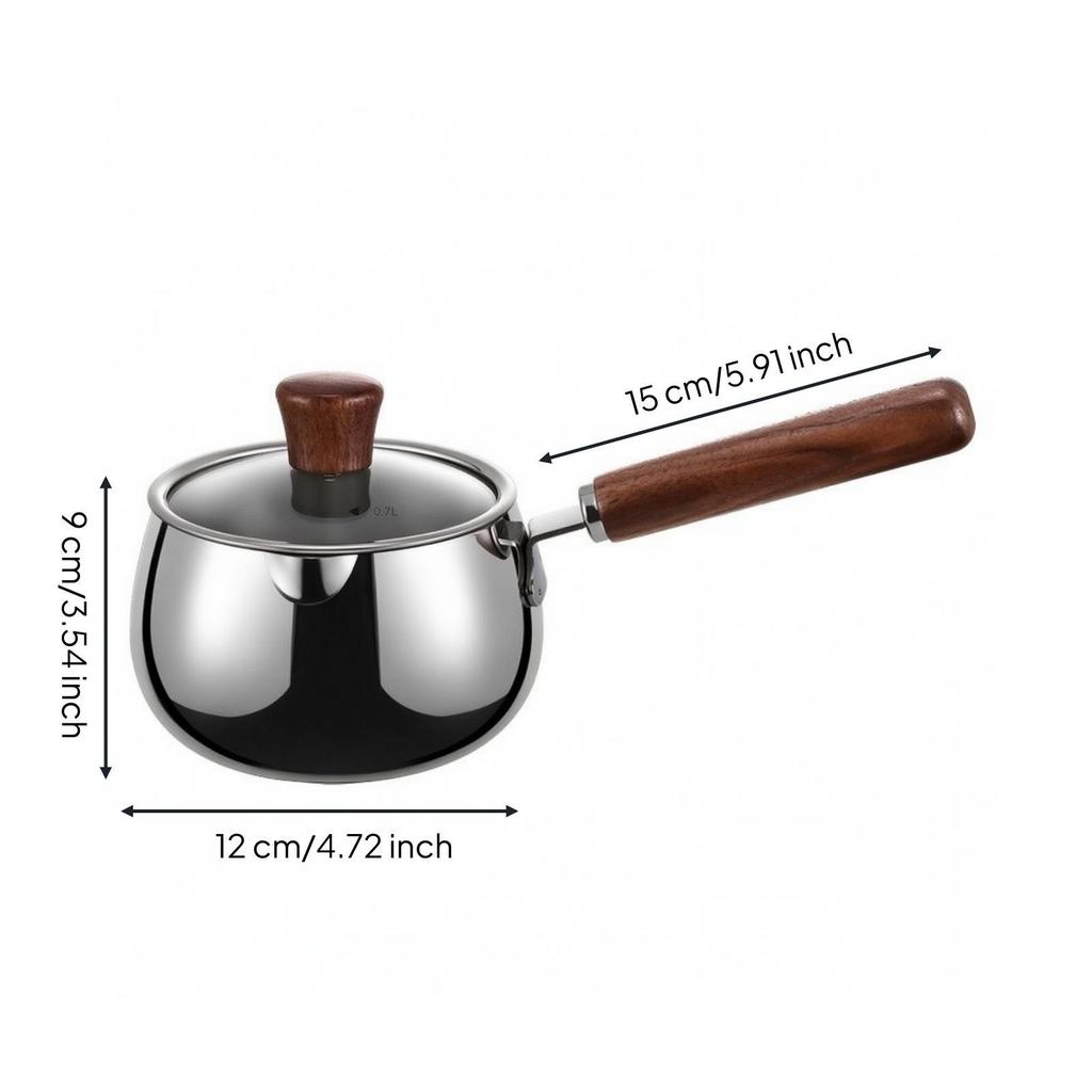 1200 Ml Saucepan Uncoated Interior with Tempered-Glass Lid Versatile
