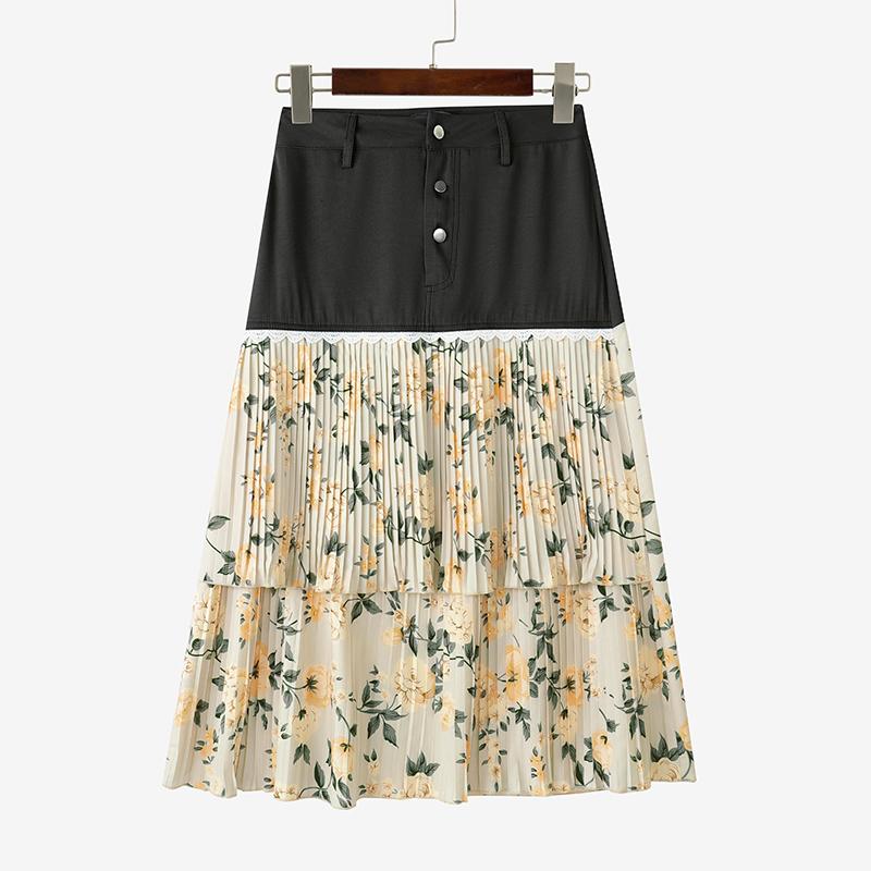 

ZANZEA Bohemia Women Floral Print Patchwork Skirts Pleated Dress 2XL чорний