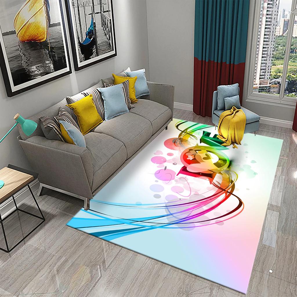 3D Music Note Guitar Instrument Carpet for Living Room Bedroom Large Carpet Bathroom Door Entrance Non-Slip Area Rugs Home Decor