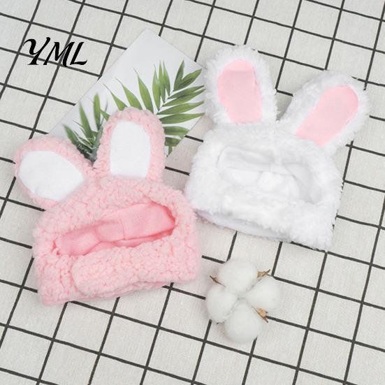 Fleece Tierohren Mütze Hasenohren Katzenhut, Niedliche Haustier Weiche Plüschmütze Bequeme Foto Requisite mit Hase für Katzen Kleine Hunde Party Kostüm Lustige Fotos