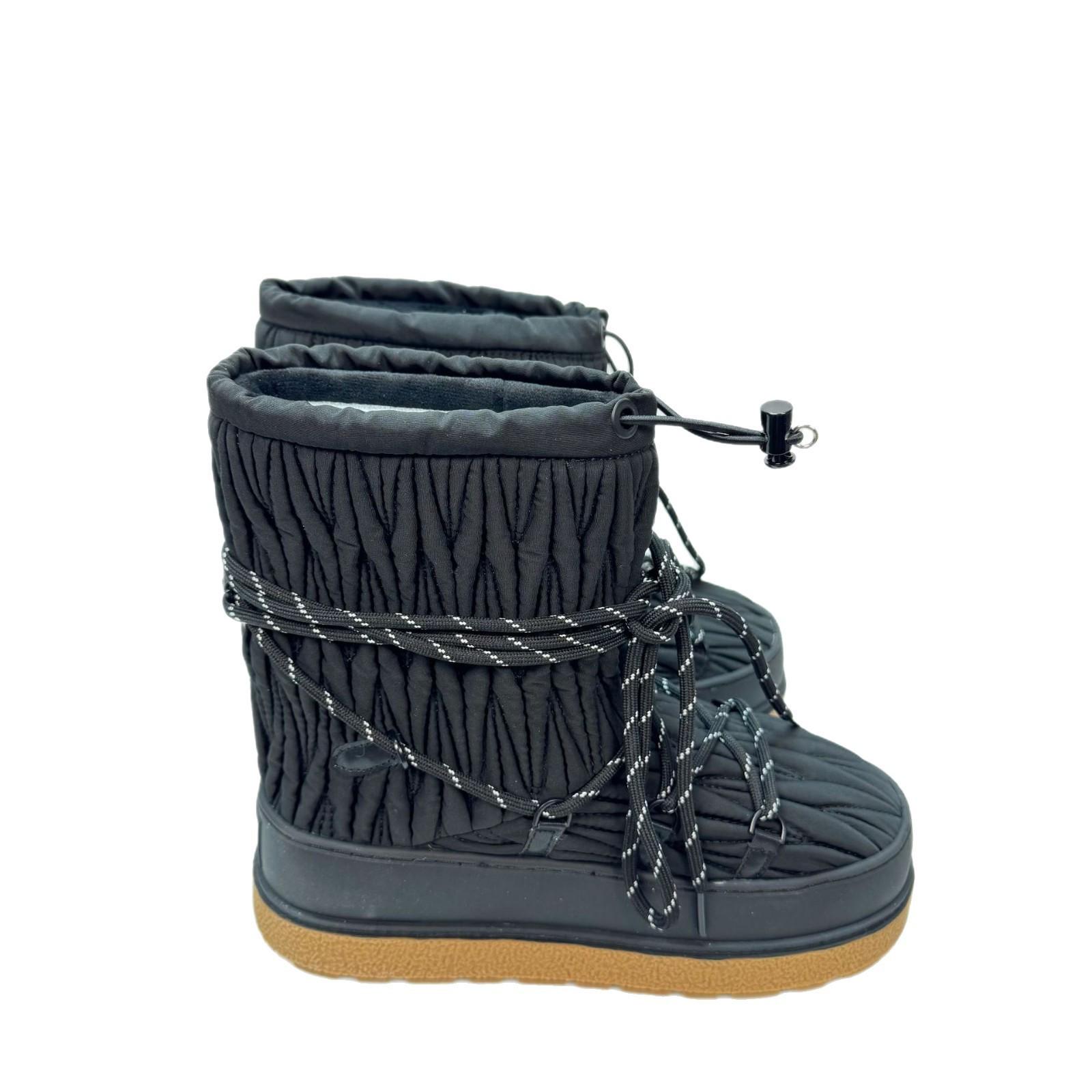 

2024 Classic Lambswool Pleated Mid-Calf Ski Boots with Thick Soles 37 білий/вершковий