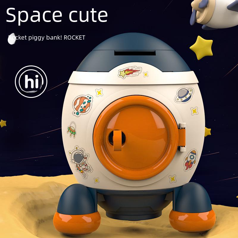 Kids' Cartoon Rocket Piggy Bank - Toy for Boys & Girls