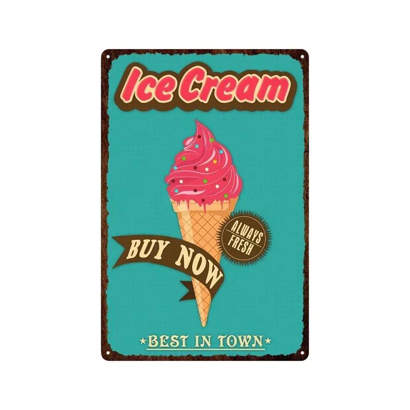 

Metal Plate Tasty Cute Ice Cream Sundaes Milk Shake Painting Iron Tin Sign Wall Art Pictures For Kitchen Dessert Shop Home Decor 30x20cm
