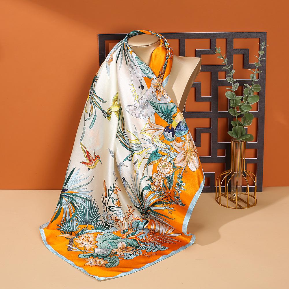 68*68cm 100% Mulberry Silk Scarf Luxury Printed Square Shawl Elegant Lightweight Soft Summer Fashion Accessory Women