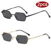 Protective Glasses 2pcs Fashion Small Rectangle Women Sunglasses Polygon Design Sun Glasses Colorful Lens Metal Frame Shades
