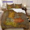 Vintage Maritime Adventure Map Three-piece set (1 * duvet cover + 2 * pillowcase, without core) 2D Flat Duvet cover and pillowcase