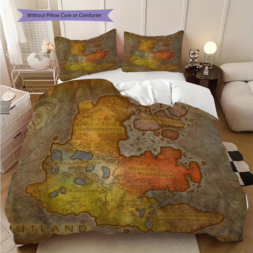 Vintage Maritime Adventure Map Three-piece set (1 * duvet cover + 2 * pillowcase, without core) 2D Flat Duvet cover and pillowcase