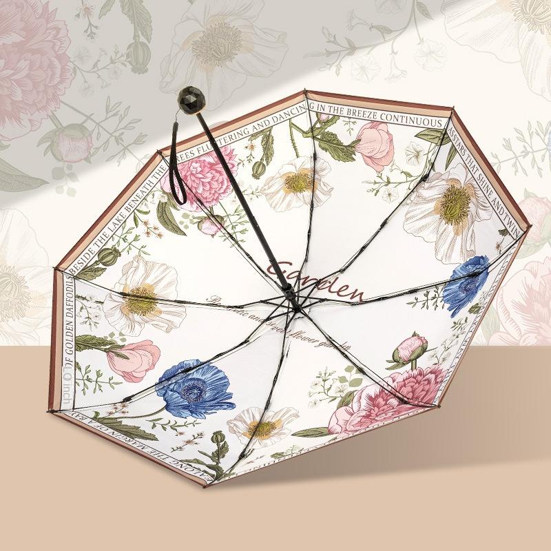 Tianbei floral handbag umbrella folding sun umbrella female sun protection UV shade folding umbrella dual purpose clear umbrella