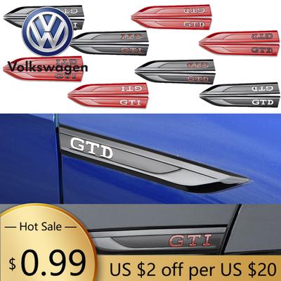 For VOLKSWAGEN VW 2pcs 3D ABS Car Body Side Wing GTI GTD Badge Fender Stickers Emblem Decoration for Volkswagen Vw Tiguan Jetta