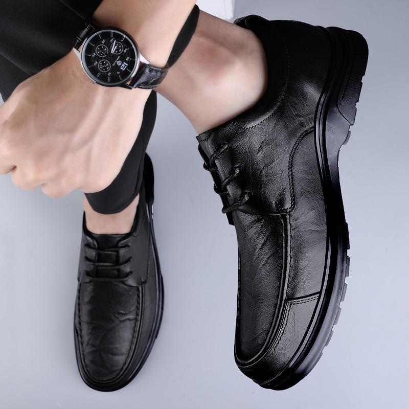 

Men s shoes 2025 summer new high-end men s work lace-up casual leather shoes middle-aged comfortable soft leather dad trendy shoes 38