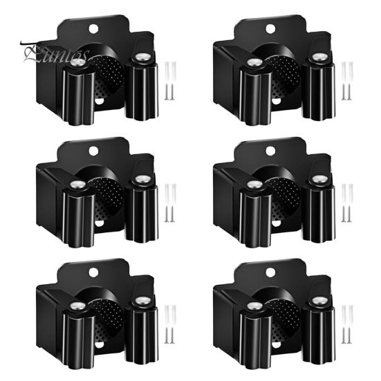 

Настенный держатель для швабры с нескользящей конструкцией, простая установка, прочный держатель для швабры из нержавеющей стали, вешалка для швабры с винтами 6pcs чёрный