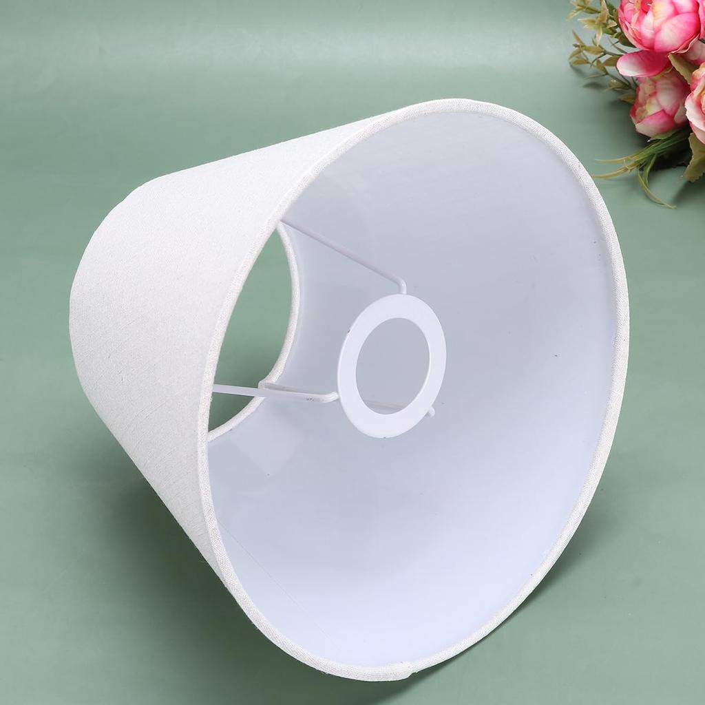 NUOLUX E27 Burlap Lampshade, 9.1" X 9.1" X 7.1", Barrel-Shaped Fabric Table Light Cover for Living Room and Bedroom