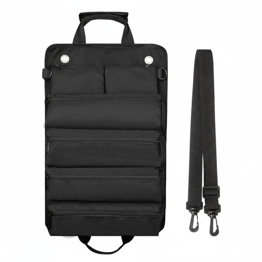 Canvas Tool Roll Portable Foldable Tool Bag Puncture Resistant Waterproof for Mechanics, Job Site