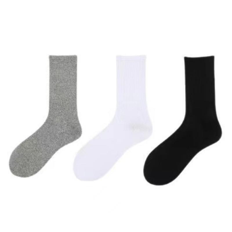 5 Paar weiße Damensocken aus Baumwolle im Harajuku-Stil im koreanischen Stil für Mädchen und Jungen, Mittelrohrsocken für die Schule