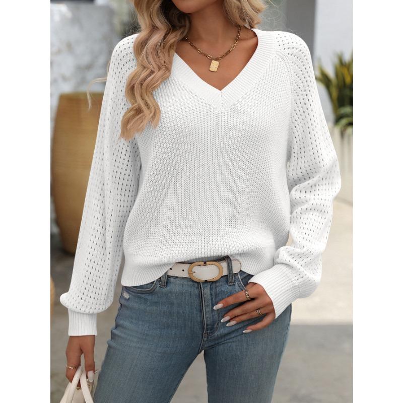 Women's Autumn/winter Cut-out V-neck Long-sleeved Fashion Sweater