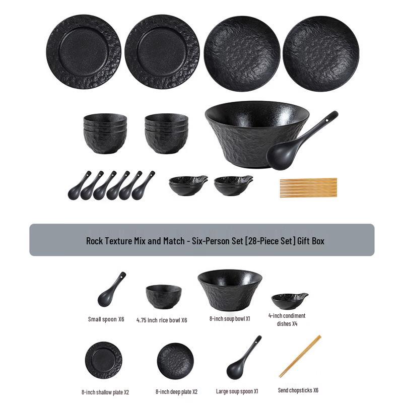 Huazao Baijia AQ 28-Piece Underglaze Ceramic Dinnerware Set