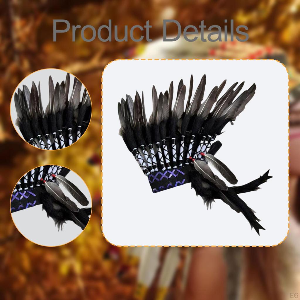 Native American Artificial Feather Headdress for Costumes Multipurpose