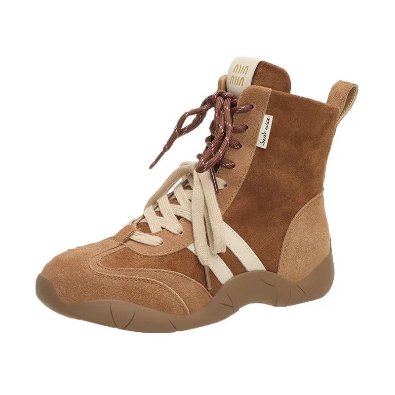 Ladies Shoes 2024 Hot Sale Side Zipper Women's Boots Fashion Color Matching Casual Boots Women New Front Lace-up Shoes for Women