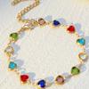 1pc Colorful Shiny Cubic Heart Design Elegant Bracelet, Suitable For Girls Daily/Party Jewelry, Festival Gift